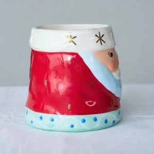 Brand New! ANTHROPOLOGIE Bird Can Fox Santa Claus Mug 14 oz Christmas Coffee Cup